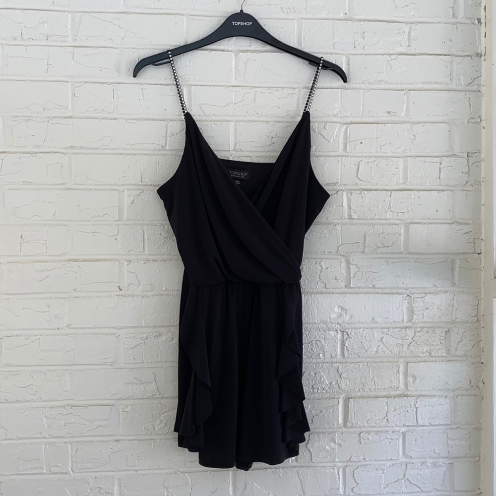 Topshop Rhinestone Strap Ruffle Romper, size US6 - Picture 4 of 8